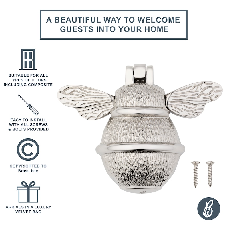 Bee door knocker by brass bee