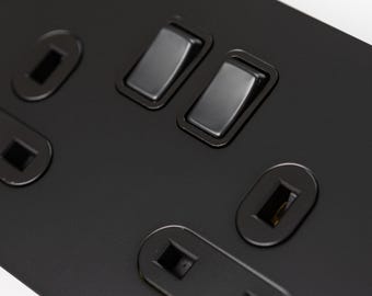 Matte Black Light Switch & Socket | Modern Toggle, Dimmer Foundry