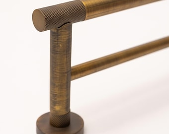 Antique Brass Finish Knurled Bathroom Accessory Range - Towel Rail - Roll Holder - Hook - Knurled