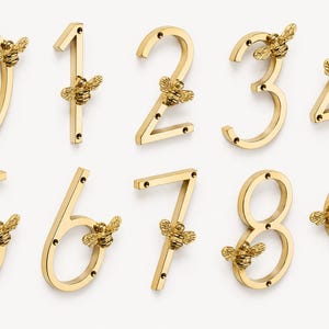 Huisnummer van messing bij, moderne gouden bewegwijzering (4 inch)