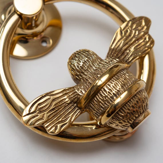 Polished Brass Bee Door Knocker | Bumblebee Front Door Furniture