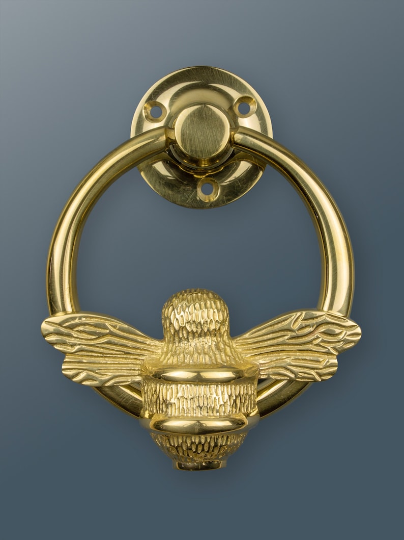 Bee Door Knocker for Front Door Polished Solid Brass Bee Etsy