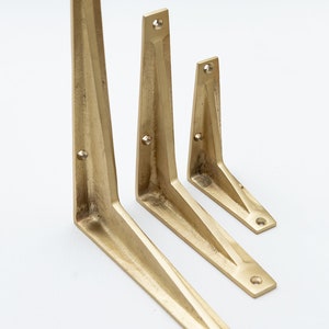 Satin Brass Shelf Brackets | Heavy Duty Brackets for Kitchen bookshelf | Brass Shelving Heavy Solid Cast Brass Shelf Bracket