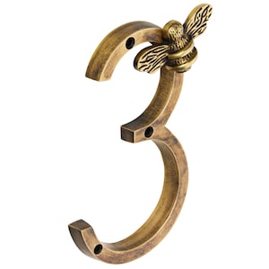 Brass Bee House Number, Modern Door Sign (5 inch)