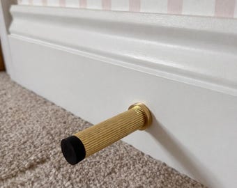 Solid Brass Straight Knurled Door Stop – Antique Finish, Vintage Style Home Decor