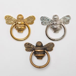 Solid Brass Bee Ring Drawer Pull | Cabinet Knob, Furniture Hardware