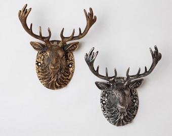 Highland Stag Door Knocker | Solid Brass Front Door Furniture
