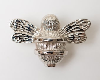 6 Silver Bee Drawer Knobs | Chrome Finish, Brass Hardware