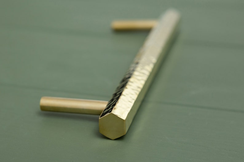 Solid Brass Hexagonal Hammered Cabinet Pull & Knobs | Modern Furniture ...