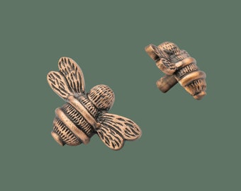 Messing Massiv Bienen Schubladenknauf | Antikes Kupfer-Finish