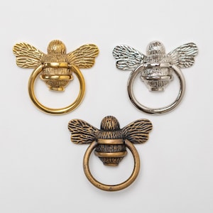 Maniglia per cassetto/pomello per mobile in ottone massiccio con anello ape