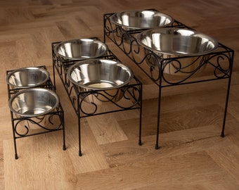 Dog-cat Food-water Bowl Bowl Steel Stan Feeder Station Pet