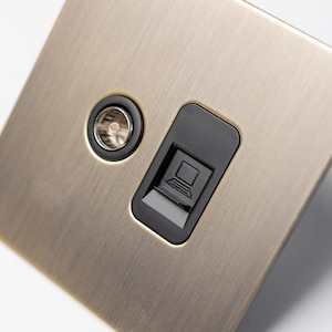 Antique Brass Light Switch | Toggle, Dimmer & Socket Collection TV+RJ45 Outlet