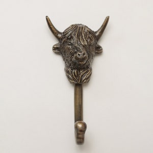Highland Kuh Garderobenhaken | Antiker Erbe Finish Eisen Wandhaken