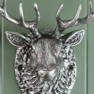 Highland Stag Door Knocker for front door Polished Solid Brass Knockers Strike Plate Composite Front Door Furniture Brass bee image 6