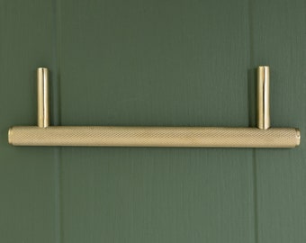 Solid Brass Knurled Pull Handles & Knobs | Kitchen handles | bedroom furniture - Polished Brass Cabinet pulls