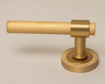 Solid Brass Straight Knurled Lever Handles - Satin Finish, Door Hardware