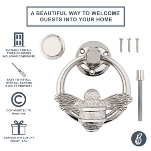 Bee door knocker by brass bee
