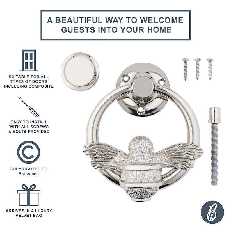 Bee door knocker by brass bee