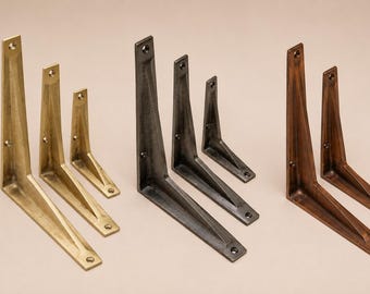 Solid Brass Shelf Bracket | Heavy Duty, Rustic Bookshelf | (Sold Individually)