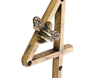 Modern Brass House Number, Heritage Finish, 5 Inch