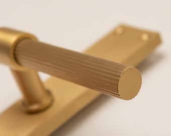 Solid Brass Straight Knurled Lever Handles - Satin Finish, Door Hardware