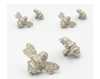 6 Satin Brass Bee Drawer Knobs | Cabinet Hardware