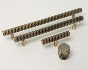Solid Brass Knurled Pull Handles and Knobs | Antique Cabinet Hardware