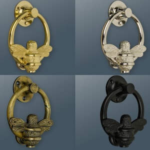 Brass Bumble Bee Ring Door Knocker - 4 Finishes Available