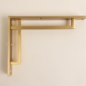 thumbnail image 2 of Antique Brass Vintage Style Solid Brass Shelf Brackets By Brass Bee 2 of 10