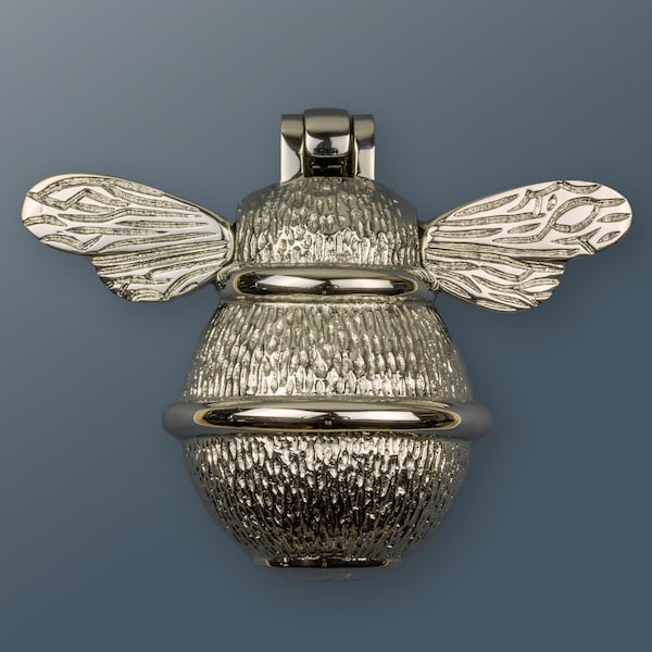 Bee Door Knocker for front door | Polished Solid Brass Knockers Strike Plate | UPVC Composite | Bumblebee Front Door Furniture Brass bee