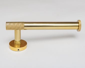 Brass Finish Knurled Bathroom Accessory Range - Towel Rail - Roll Holder - Hook - Knurled
