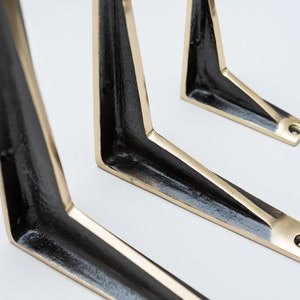 thumbnail interactive-video image 1 of Antique Brass Vintage Style Solid Brass Shelf Brackets By Brass Bee 1 of 10