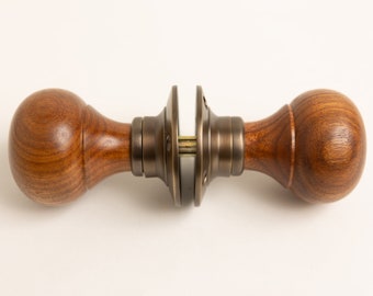 Set van 2 effen palissander deurknoppen | Handgrepen van messing en insteekslot | Verkocht als paar | Antieke deurknoppen van Brass Bee