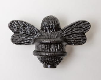 6 Black Bee Drawer Knobs | Iron Cabinet Handle