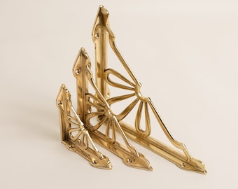 Solid Brass Flower Shelf Brackets | Heavy Duty Brackets | 3 Finishes (Sold Individually)
