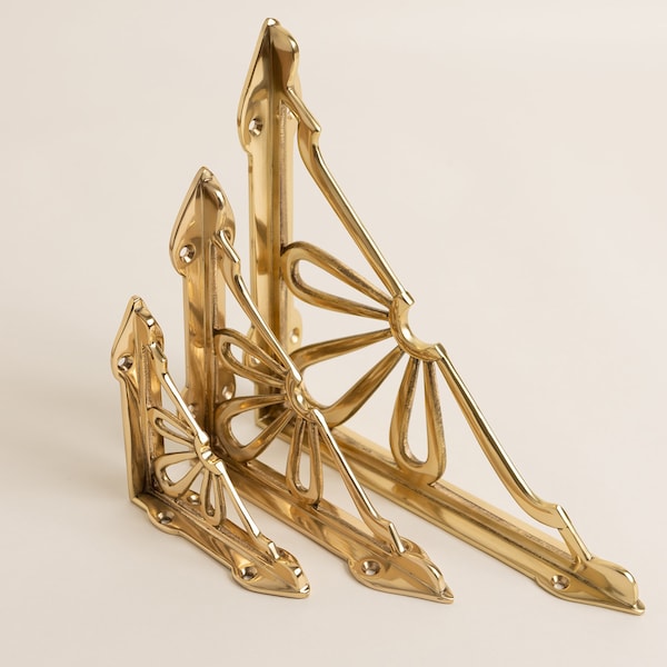 Solid Brass Flower Shelf Brackets | Heavy Duty Brackets | 3 Finishes (Sold Individually)