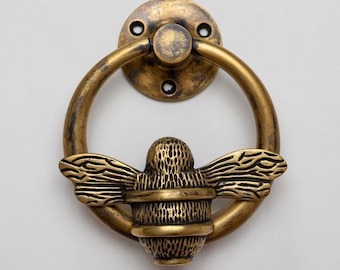 Brass Bee Door Knocker | Antique Bumblebee Front Door Hardware