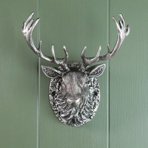 Highland Stag Door Knocker for front door Polished Solid Brass Knockers Strike Plate Composite Front Door Furniture Brass bee image 4