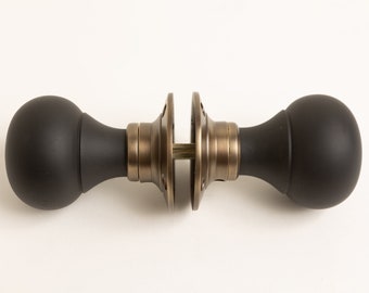 Set of 2 Plain Ebonised Door Knobs | Brass and Mortice Rim Lock Handles | Sold as Pair | Antique Door Knobs by Brass bee