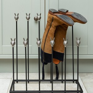 Brass bee Welly Stand Black Iron Garden Storage boot rack Welly Multipurpose Boot Rack Wellingtons Shoe Rack with hares image 10