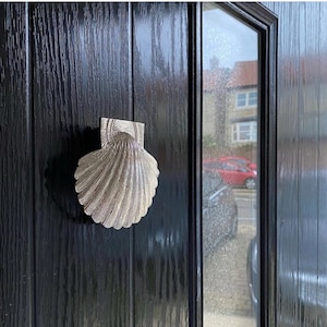 Brass Bee Door Knocker - Silver - Nickel Finish - Solid Brass Shell Door Knocker - Door Knockers by Brass Bee