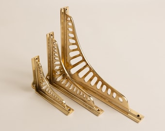 Solid Brass Sunrise Shelf Brackets | Heavy Duty Brackets | 3 Finishes (Sold Individually)