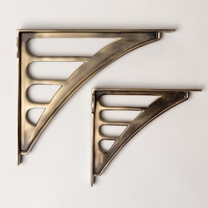 thumbnail image 2 of Antique Brass Vintage Style Solid Brass Shelf Brackets By Brass Bee 2 of 10