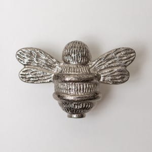 Messing Massiv Bienen Schubladenknauf | Zinn-Finish