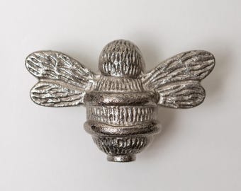 Bouton de tiroir Abeille en laiton massif | Finition étain