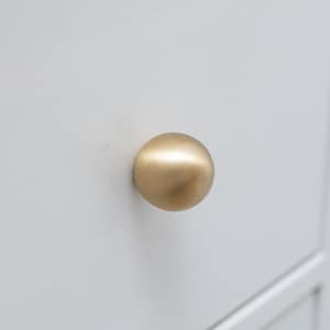 Solid Brass Cylindrical Drawer Knob - Satin Brass Finish | Kitchen handles | bedroom furniture - Satin Brass Cabinet pulls