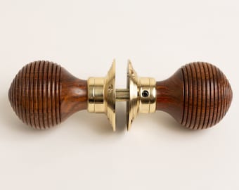 Set of 2 Beehive Rosewood Door Knobs | Brass and Mortice Rim Lock Handles | Sold as Pair | Antique Door Knobs by Brass bee