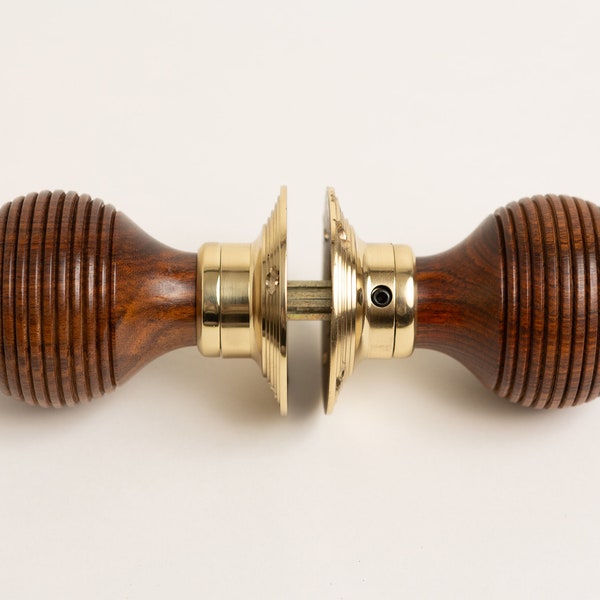 Set of 2 Beehive Rosewood Door Knobs | Brass and Mortice Rim Lock Handles | Sold as Pair | Antique Door Knobs by Brass bee