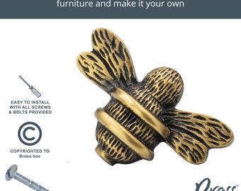 Solid Brass Bumble Bee Drawer Knob | Heritage Finish
